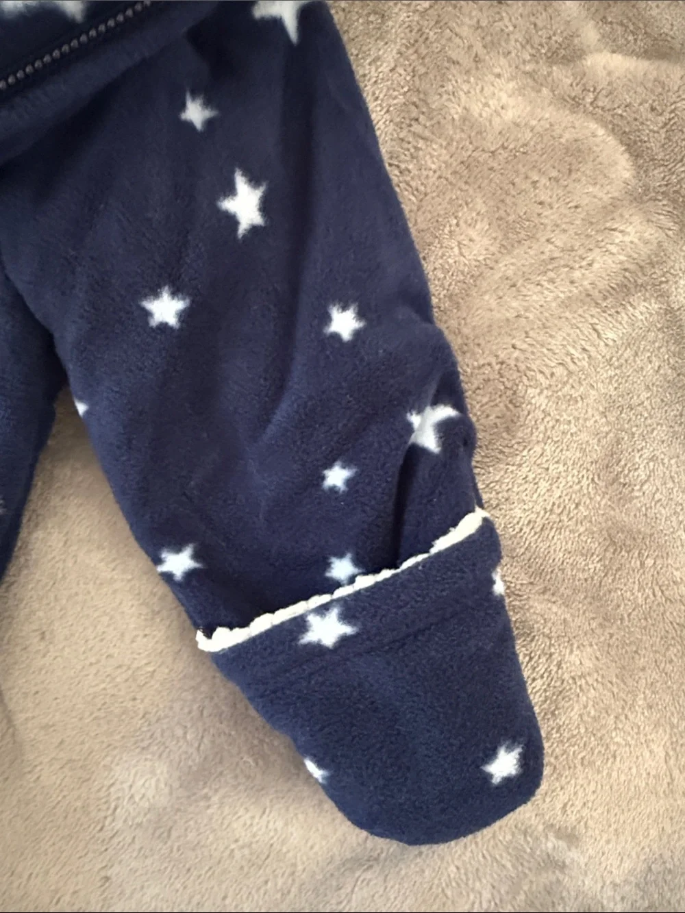 Old Navy Navy Star Fleece Hooded One-Piece with Sherpa Trim